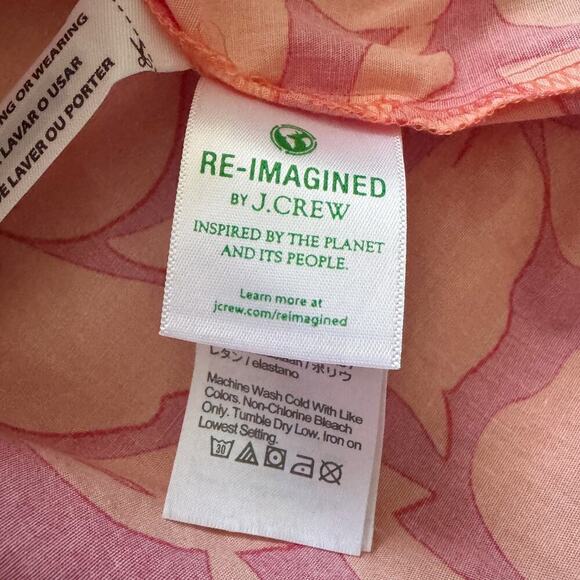 J Crew Dress Womens 4 Pink Orange Floral V Neck Puff Sleeve Tiered Midi Pockets - Picture 15 of 16